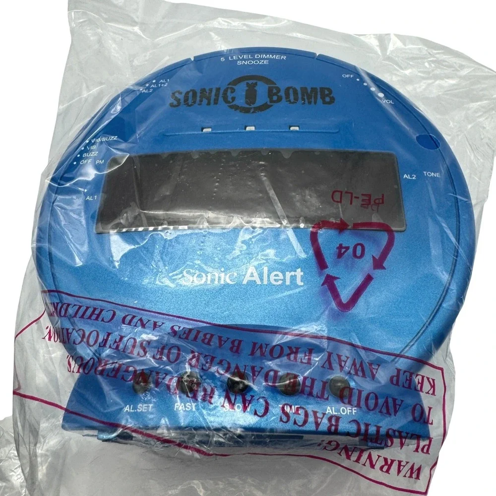 Sonic Bomb SBB500SST Turquoise Dual Alarm Clock Bed Shaker New Open Box